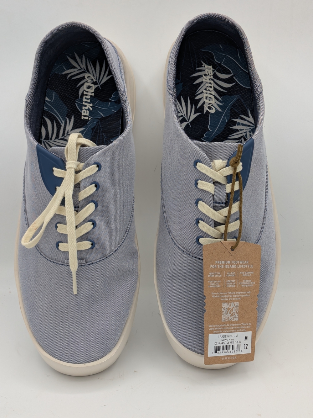 Olukai Tradewind Men's Light Blue Canvas Lace-Up Sneakers